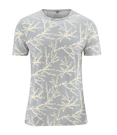 HempAge Herren T-Shirt mit Muster, Natur/Quartz