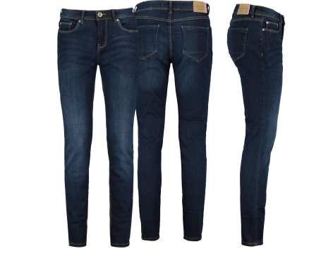 Sublevel Damen Skinny Jeans, Regular Waist, Dark Blue