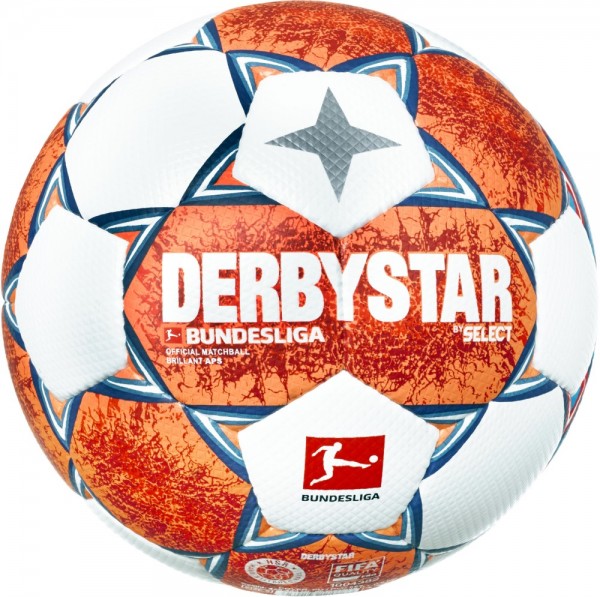 DERBYSTAR BRILLANT APS Bundesliga Fussball Gr 5, Weiß/Orange/Blau