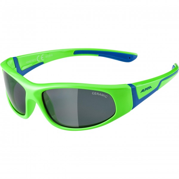 Alpina FLEXXY JUNIOR Kinder Sportbrille, Neon Green-Blue/Gloss
