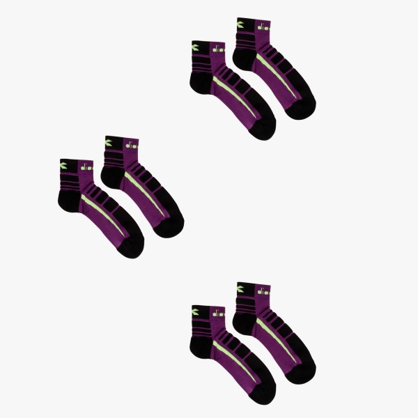 diadora 3 QUARTER Herren Sport-Socken, Violet Magic/Black/Yellow