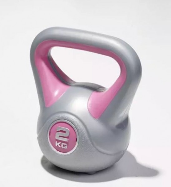 K1720 Kubler Sport Kunststoff Kettlebell 2kg Handgewichte Grau Pink Klippenkuckuck Shop