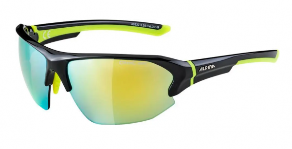 Alpina LYRON HR Unisex Sportbrille, Black-Neon Yellow Gloss